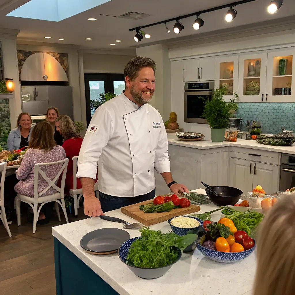 David hosting a cooking show